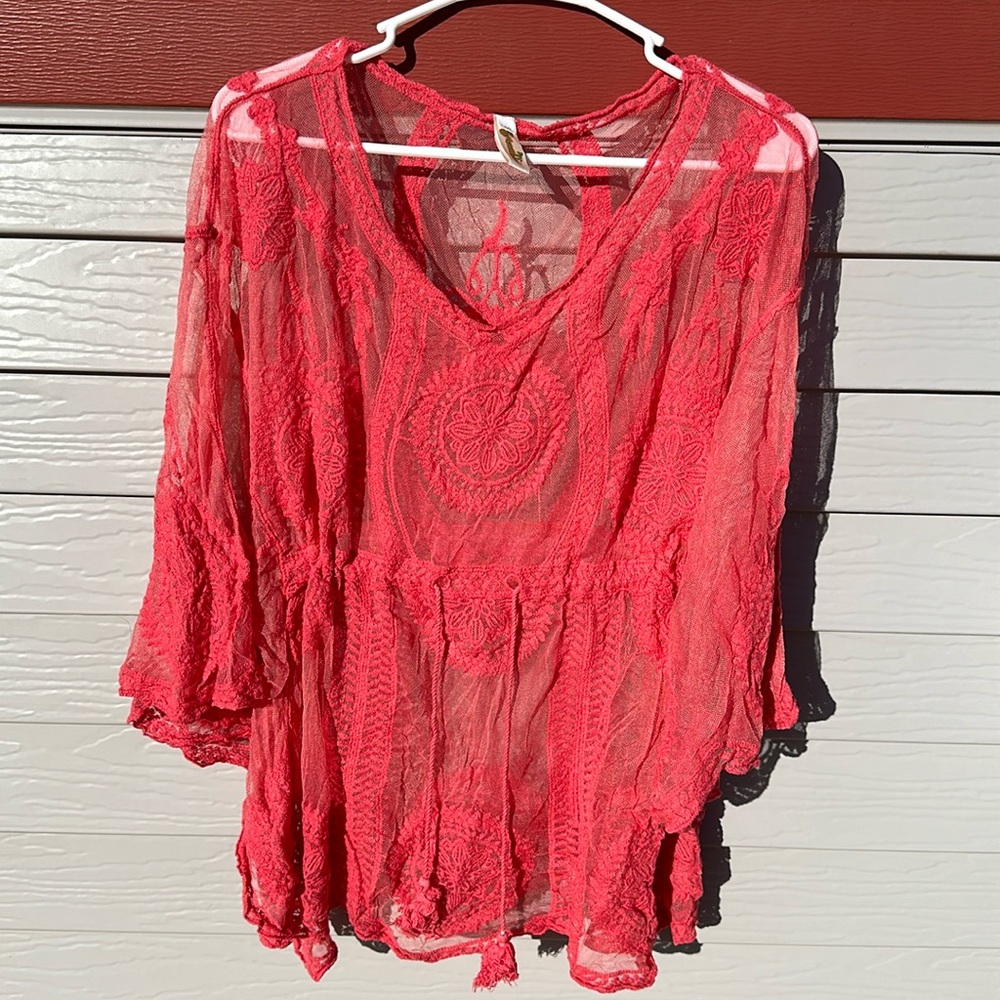 Shoreline, Size L/XL, Coral Batwing Top